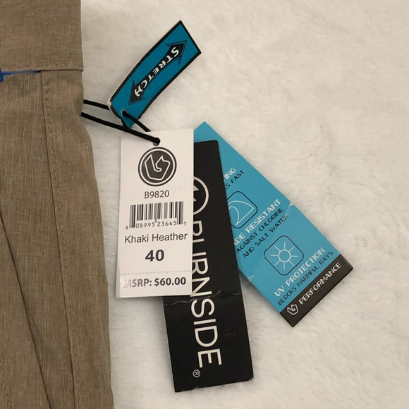 Burnside Hybrid Stretch Khaki Heather Surf Swim Trunks Board Shorts Men’s 40 - Picture 2 of 8